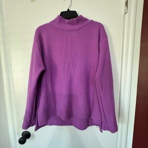 Melloday Pullover Sweater Mock Funnel Neck Orchid Purple Loose Fit size L